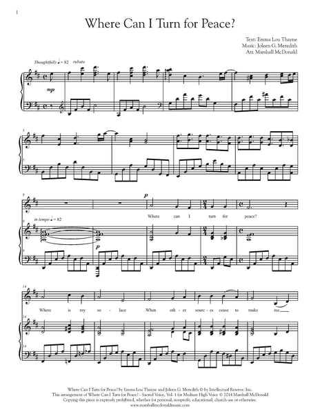 Where Can I Turn for Peace? (vocal sheet music) - Marshall