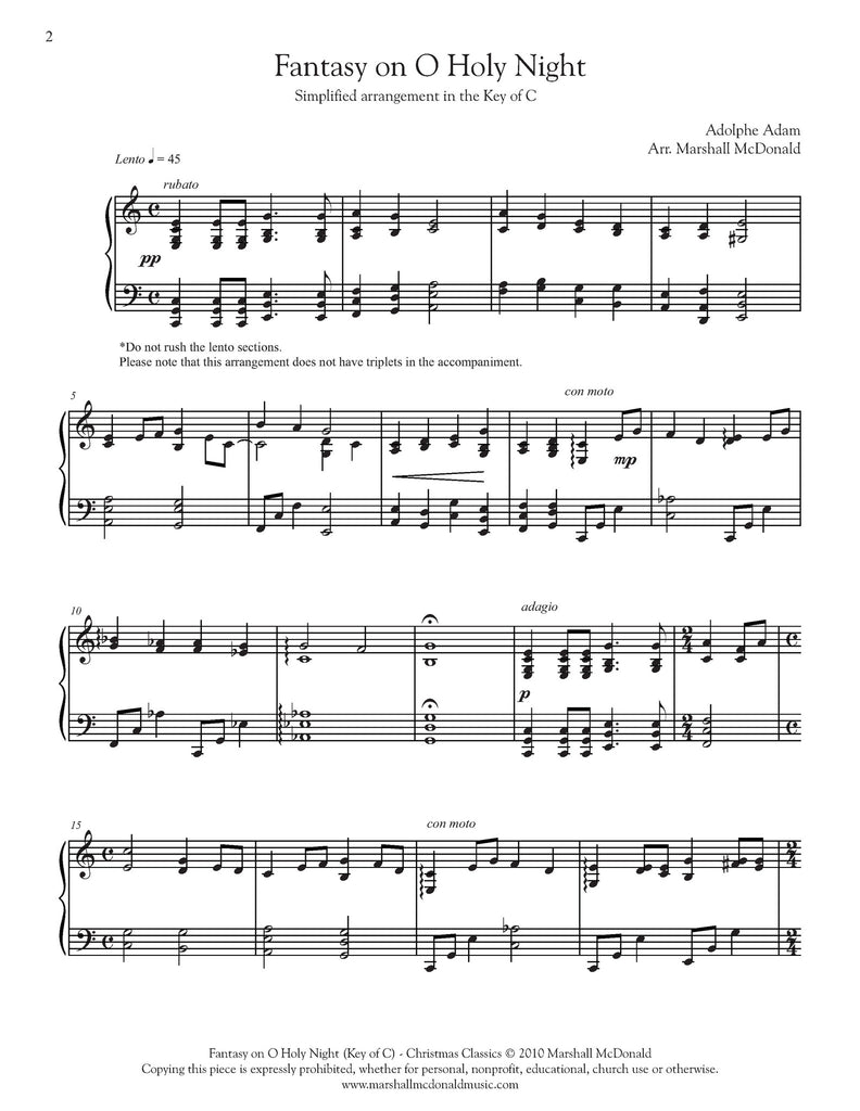 Fantasy on O Holy Night (Key of C) (piano)