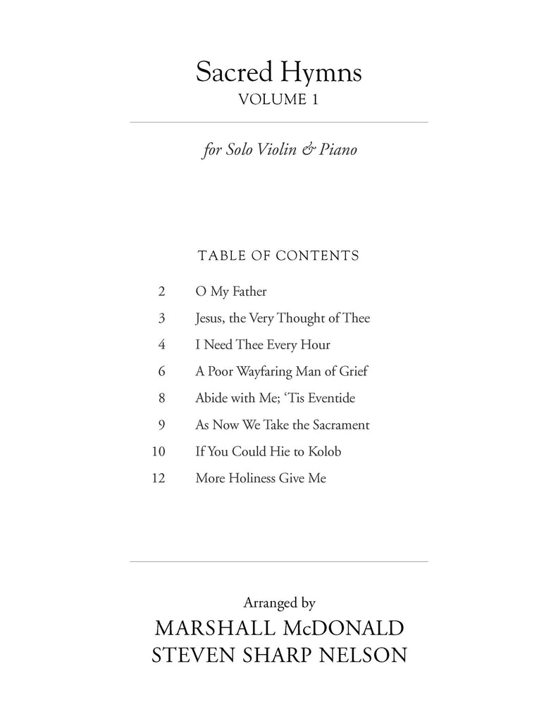 Sacred Hymns, Vol. 1 (violin booklet only)