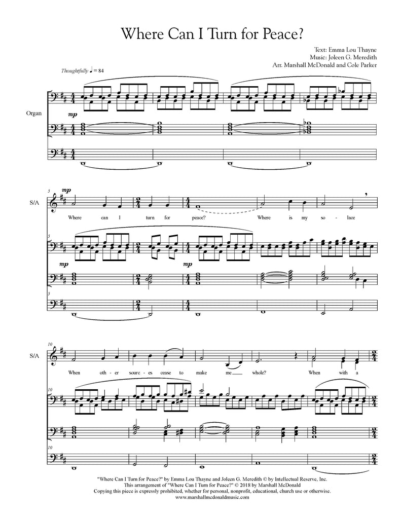 Where Can I Turn for Peace? (choral SATB)