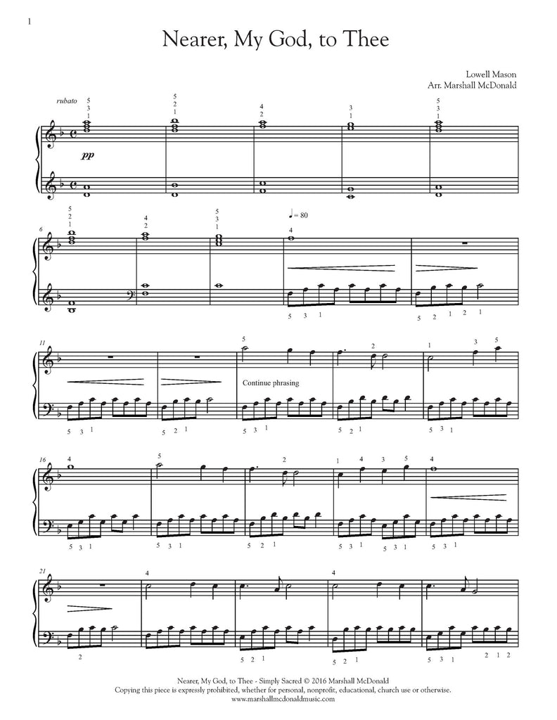Nearer, My God, to Thee (simple piano)