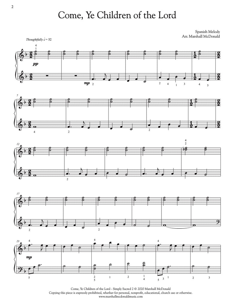 Come, Ye Children of the Lord (simple piano)