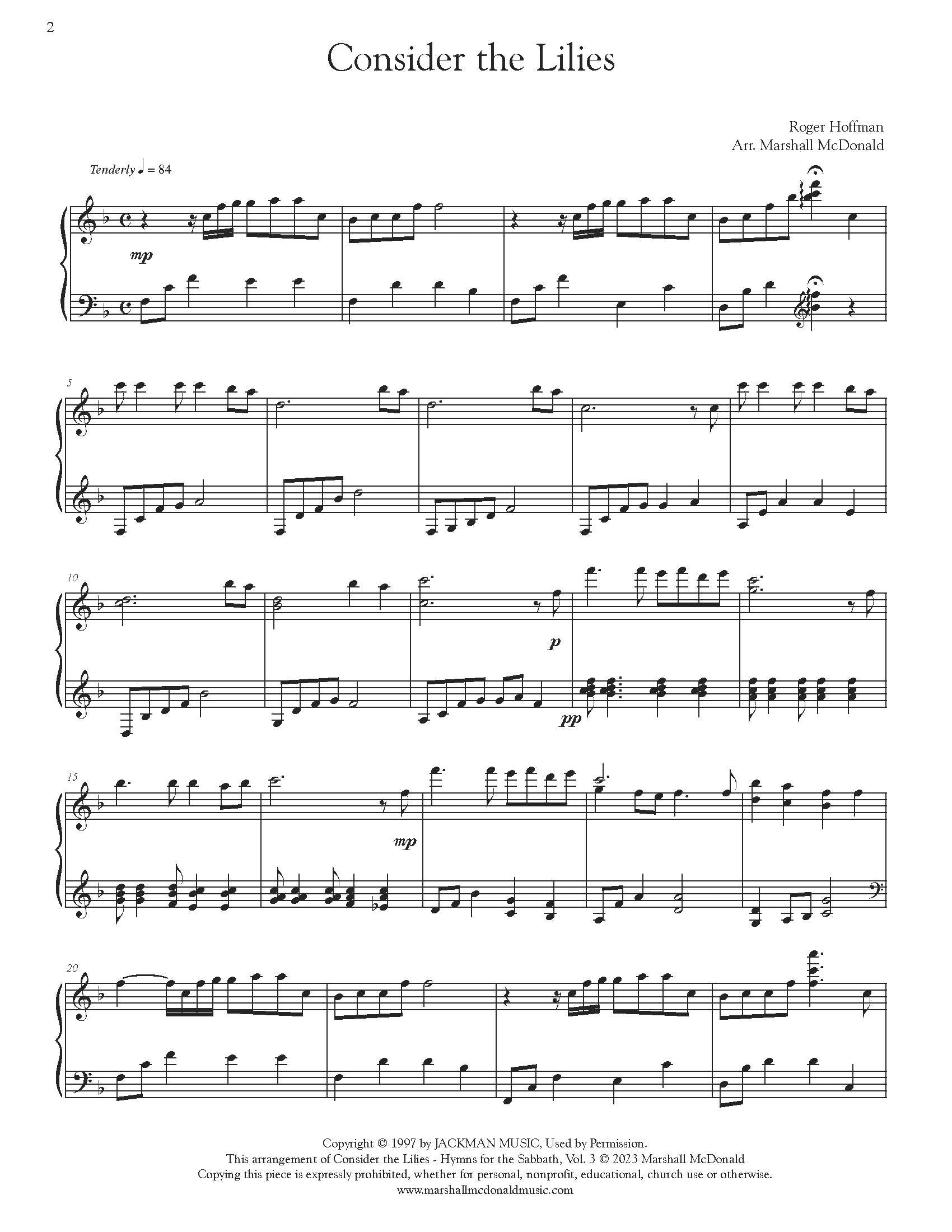 Consider The Lilies piano Marshall McDonald Music Consider the lilies piano marshall mcdonald music