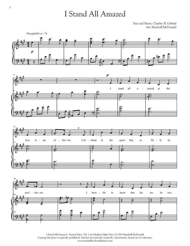 I Stand All Amazed (vocal sheet music)