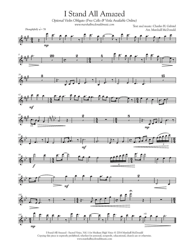 I Stand All Amazed (vocal sheet music)