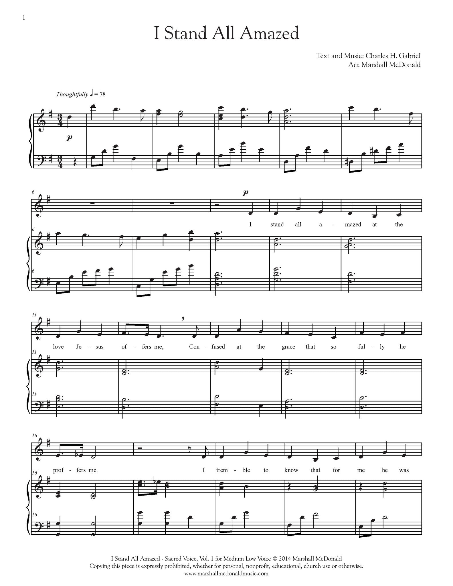 I Stand All Amazed (vocal sheet music) - Marshall McDonald Music