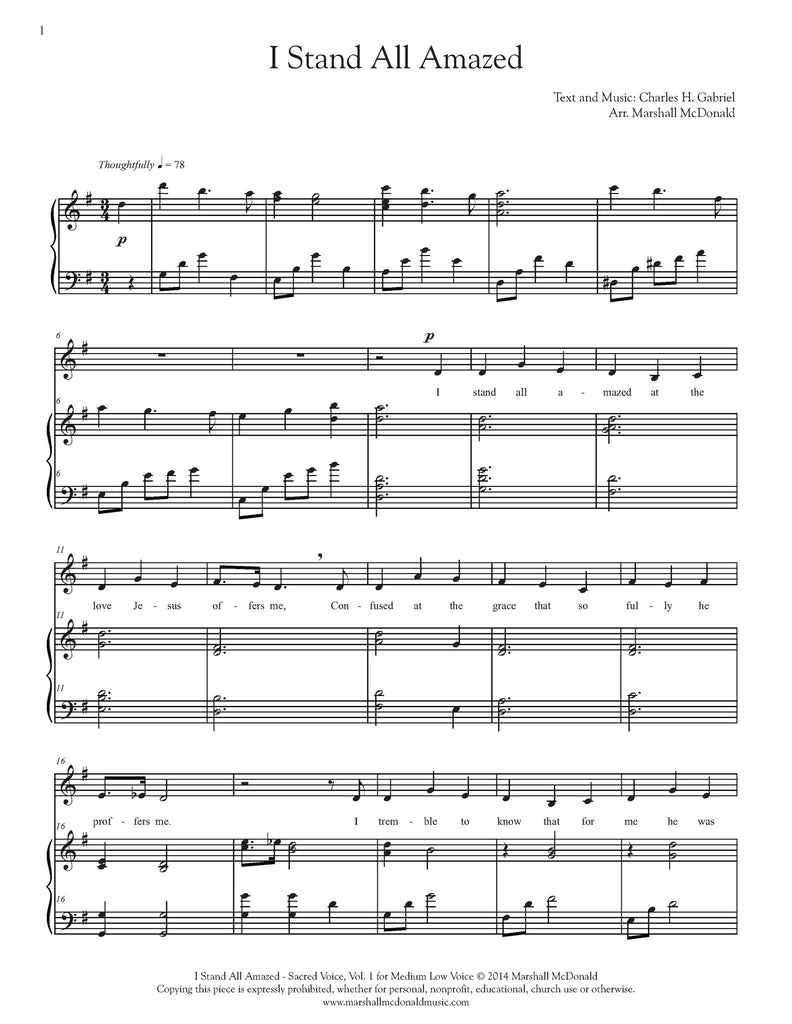 I Stand All Amazed (vocal sheet music)