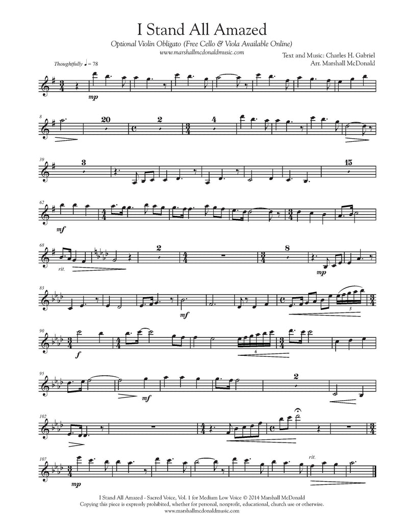 I Stand All Amazed (vocal sheet music)