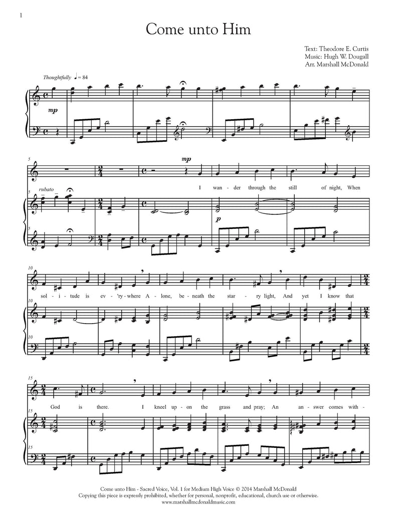 Come unto Him (vocal sheet music)