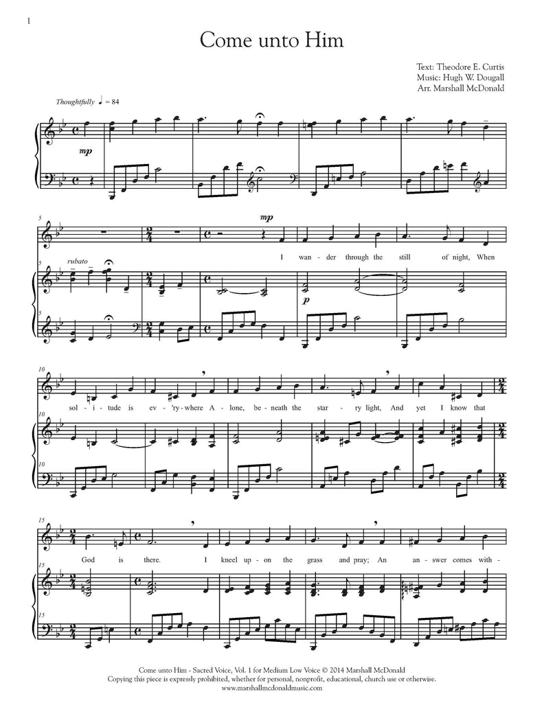 Come unto Him (vocal sheet music)