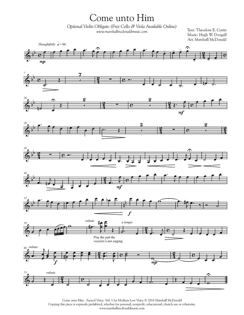 Come unto Him (vocal sheet music)