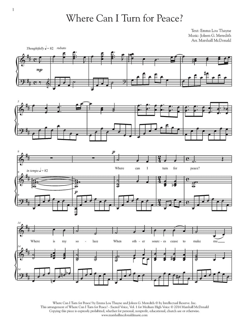 Where Can I Turn for Peace? (vocal sheet music)