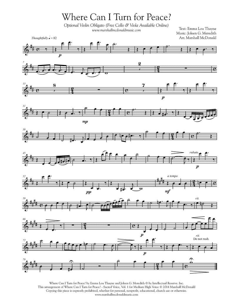 Where Can I Turn for Peace? (vocal sheet music)