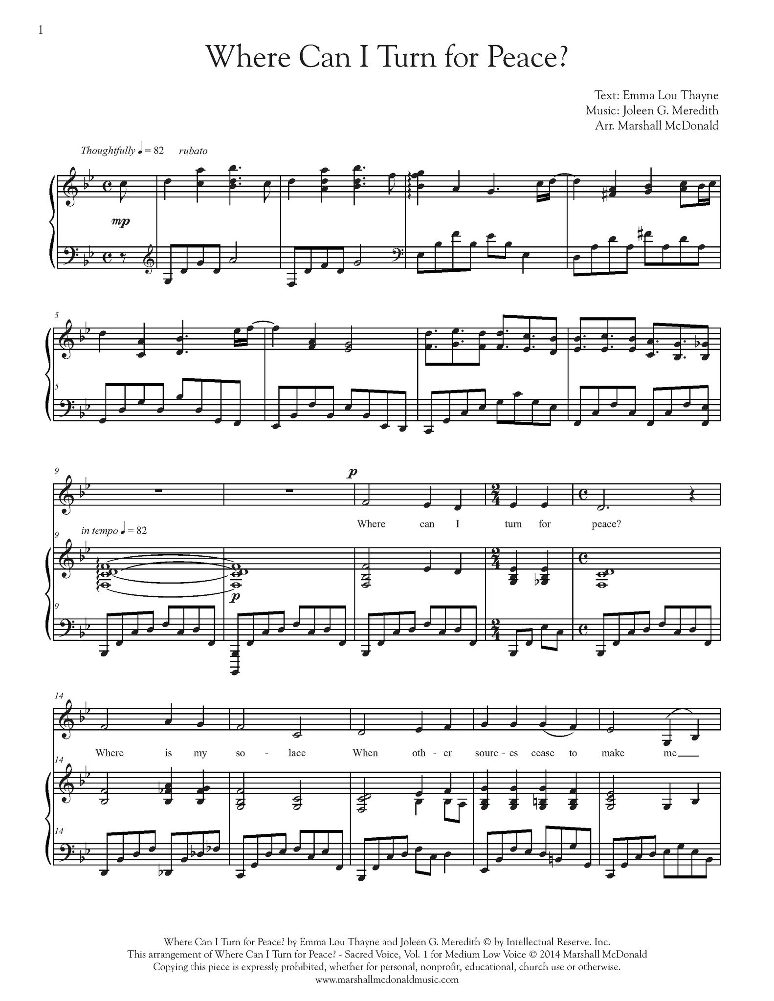 Where Can I Turn for Peace? (vocal sheet music) - Marshall