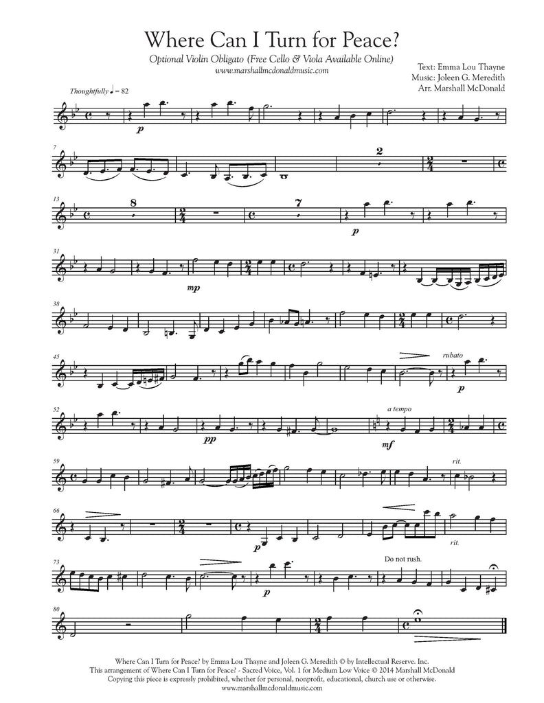 Where Can I Turn for Peace? (vocal sheet music)