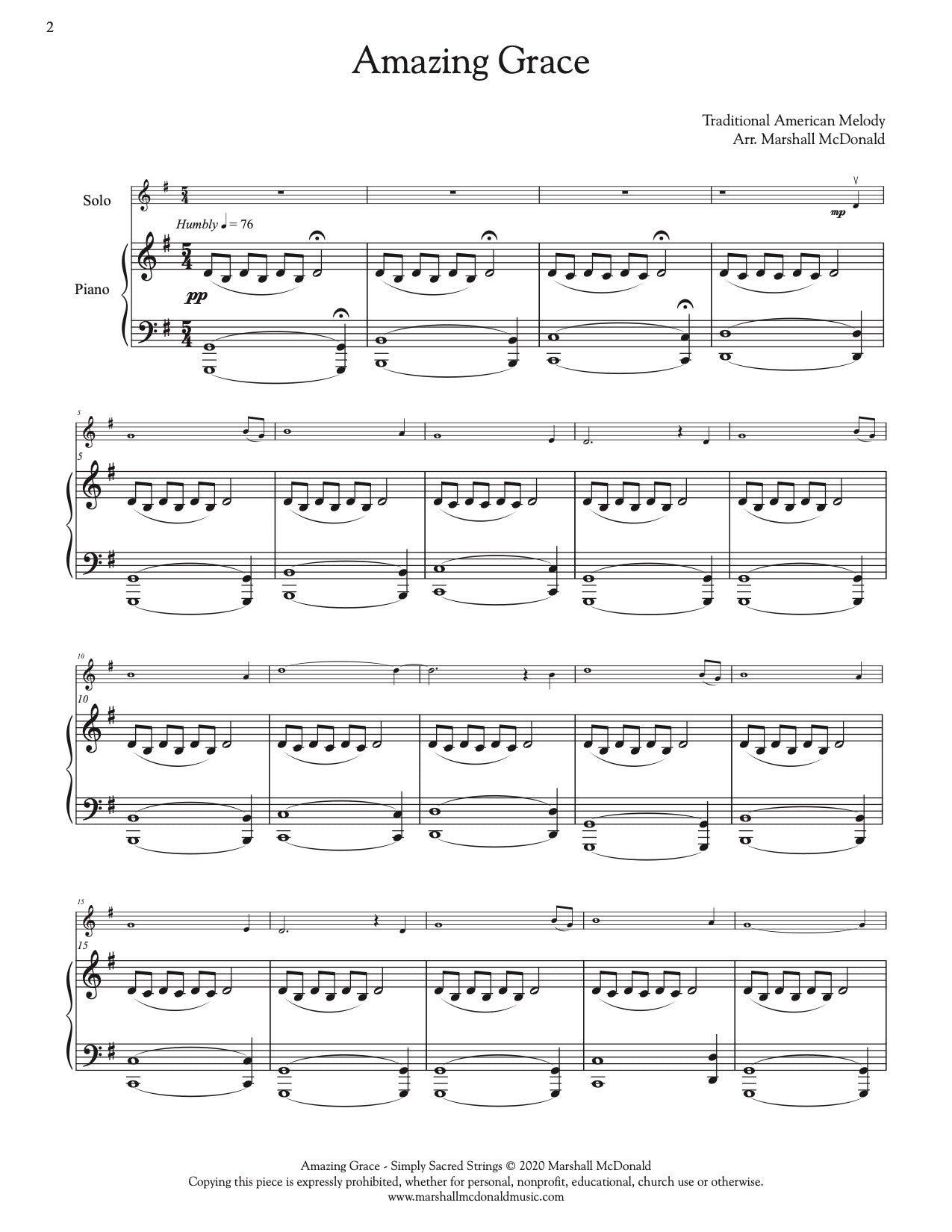 Amazing grace simple piano deals