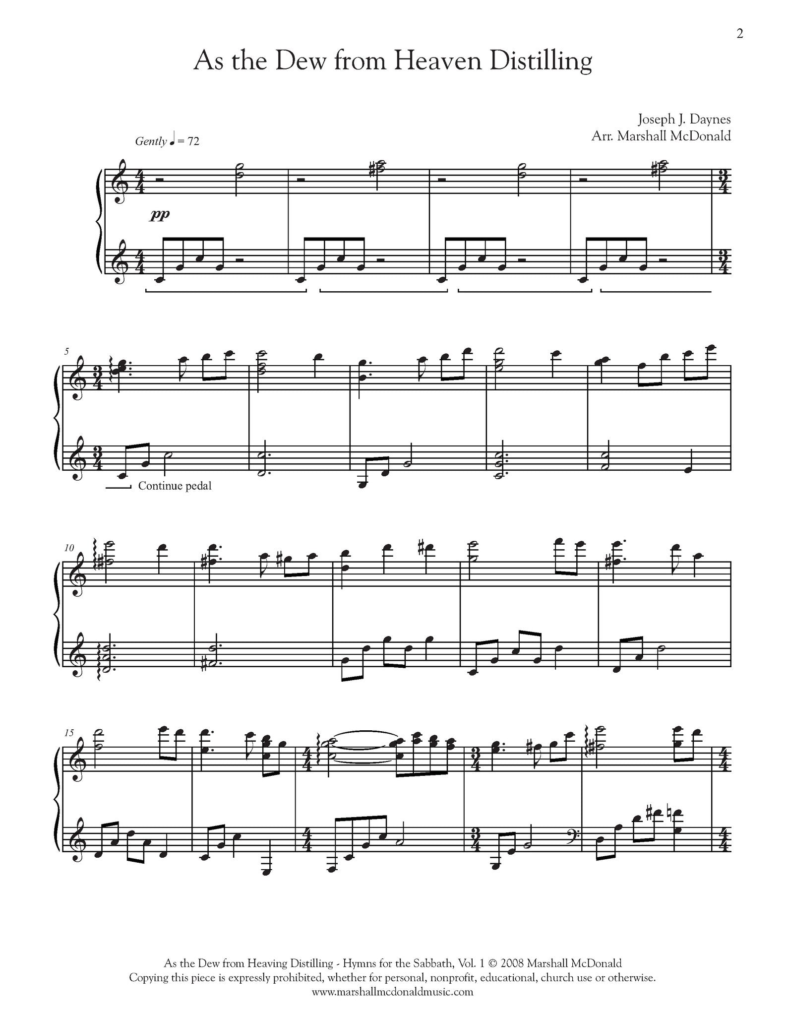 As the Dew from Heaven Distilling (piano) - Marshall McDonald Music