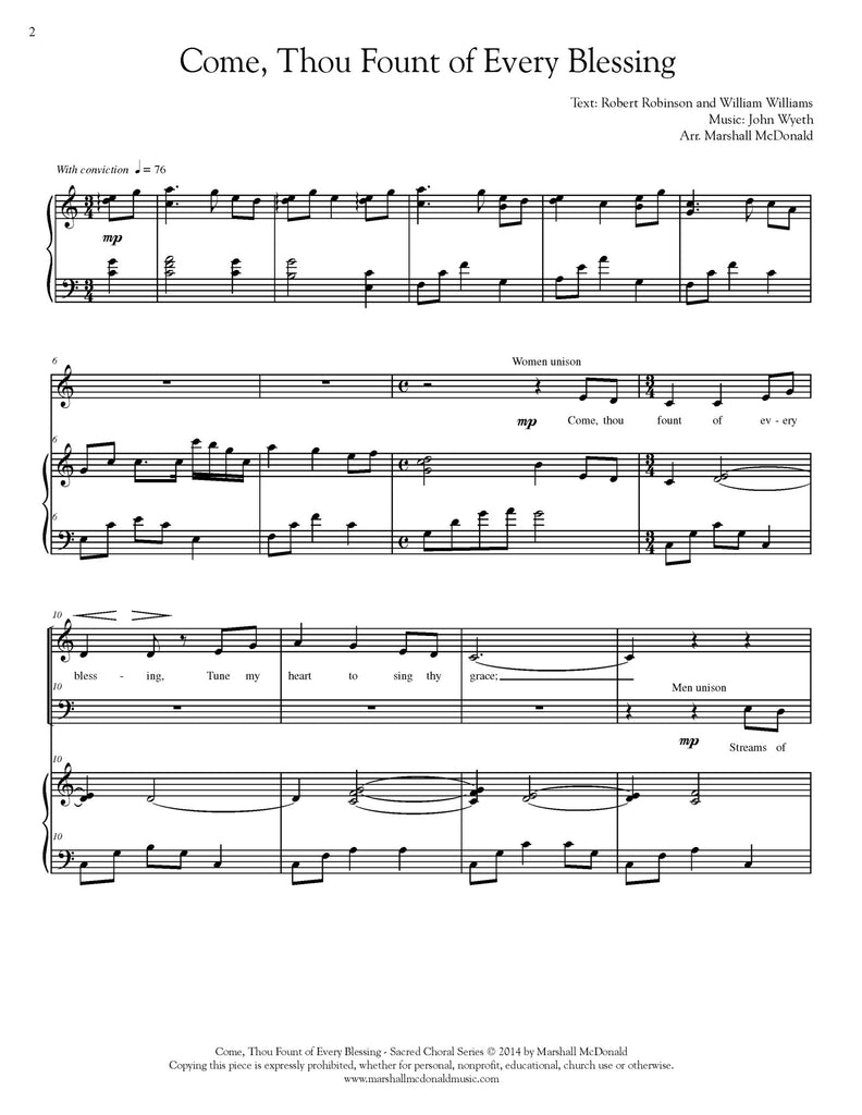 Come, Thou Fount of Every Blessing (choral SATB)