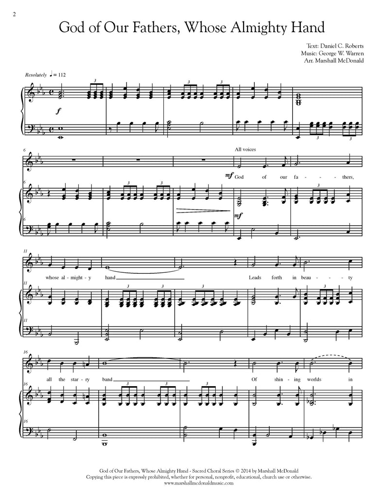 God of Our Fathers, Whose Almighty Hand (choral SATB)