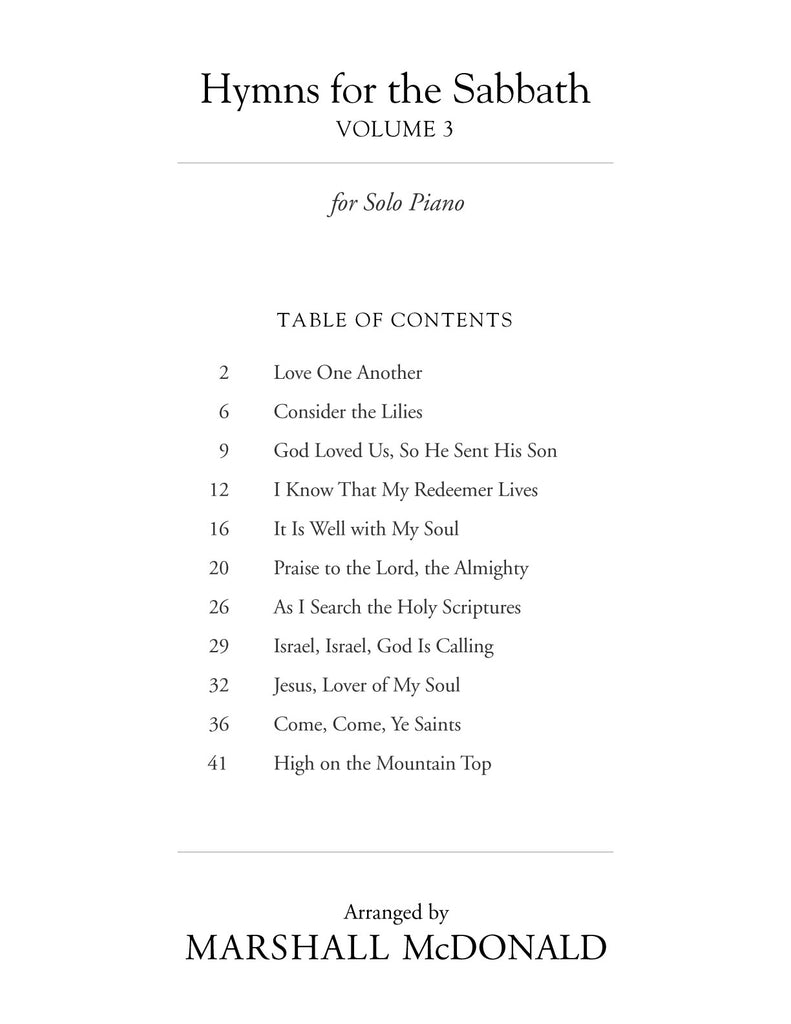 Hymns for the Sabbath, Vol. 3 (piano solo book)