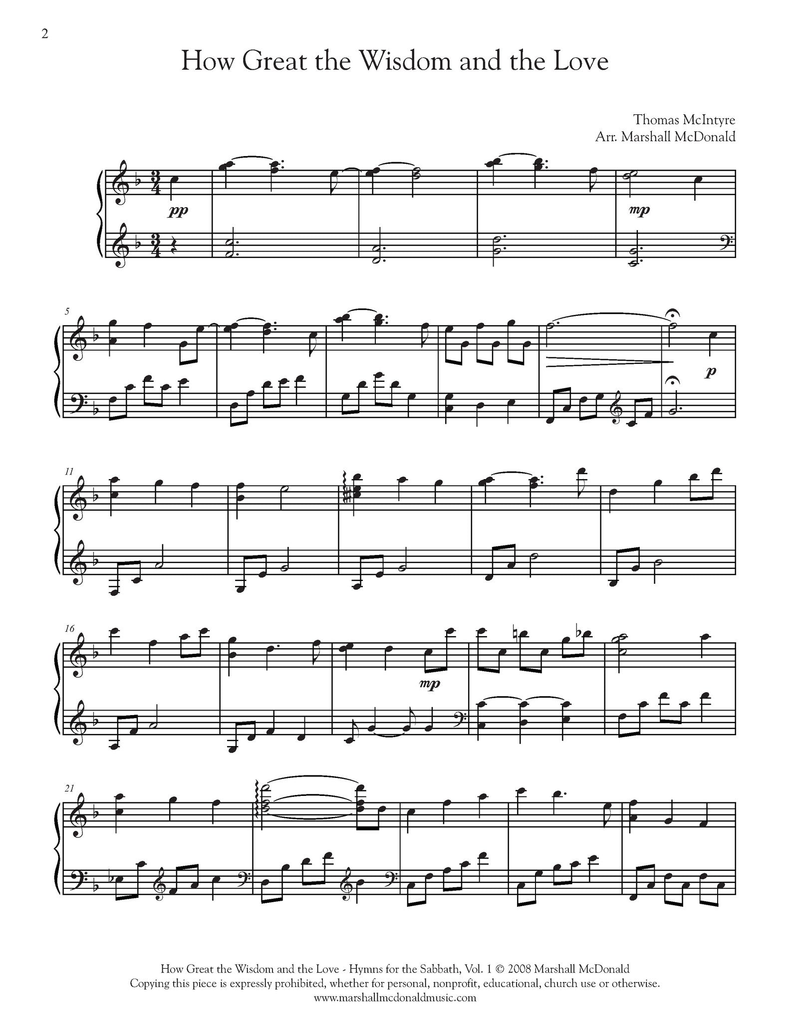 How Great the Wisdom and the Love (piano) - Marshall McDonald Music