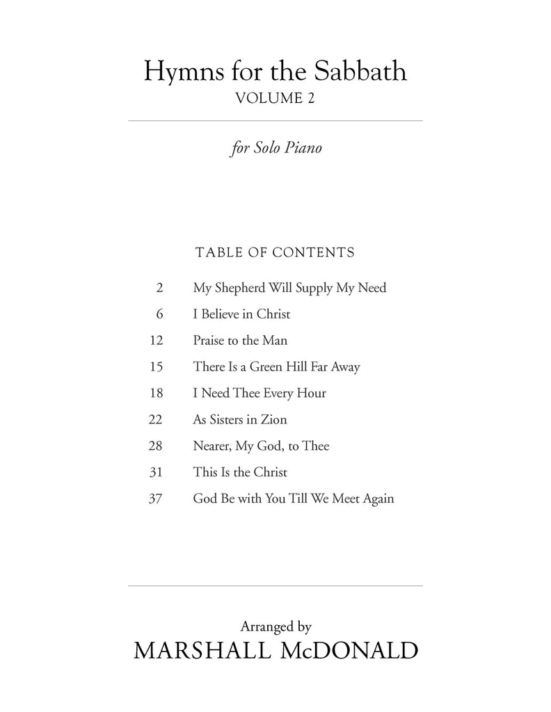 Hymns for the Sabbath, Vol. 2 (piano solo book)