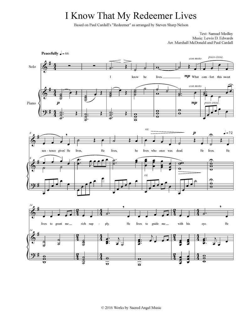 I Know that My Redeemer Lives (choral SATB)