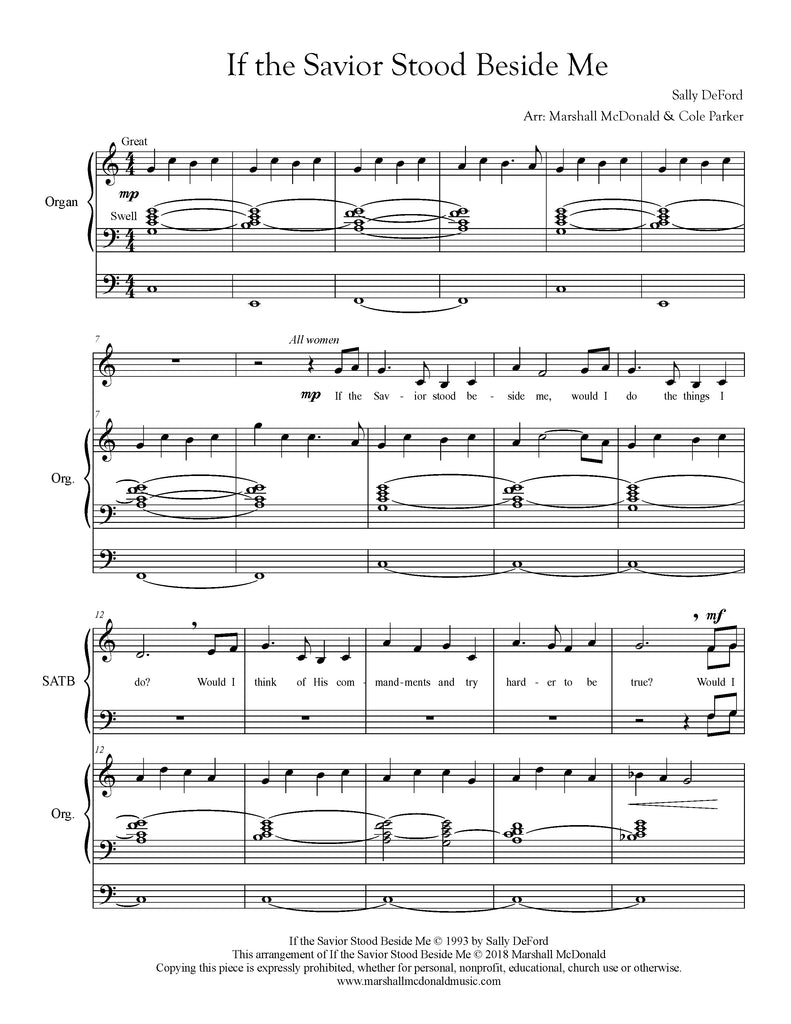 If the Savior Stood Beside Me (choral SATB)