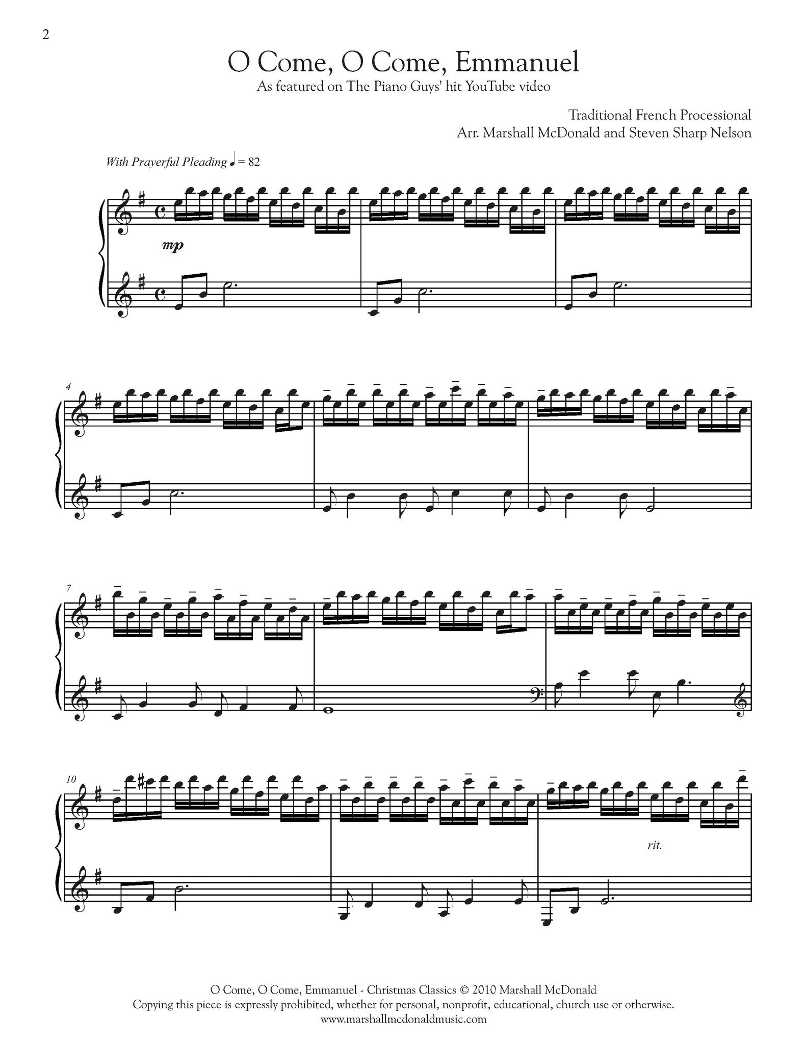 O Come O Come Emmanuel piano