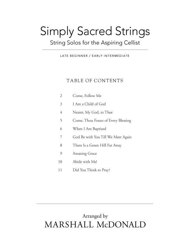 Simply Sacred Strings (cello with piano accompaniment)